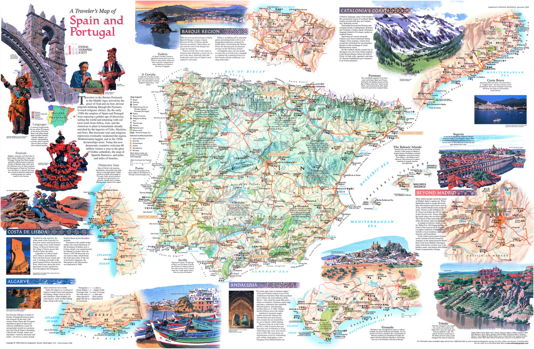 A Traveler&amp;#039;S Map Of Spain And Portugal | 95929, A Traveler&amp;#039;S Map within Tourist Map Of Portugal And Spain