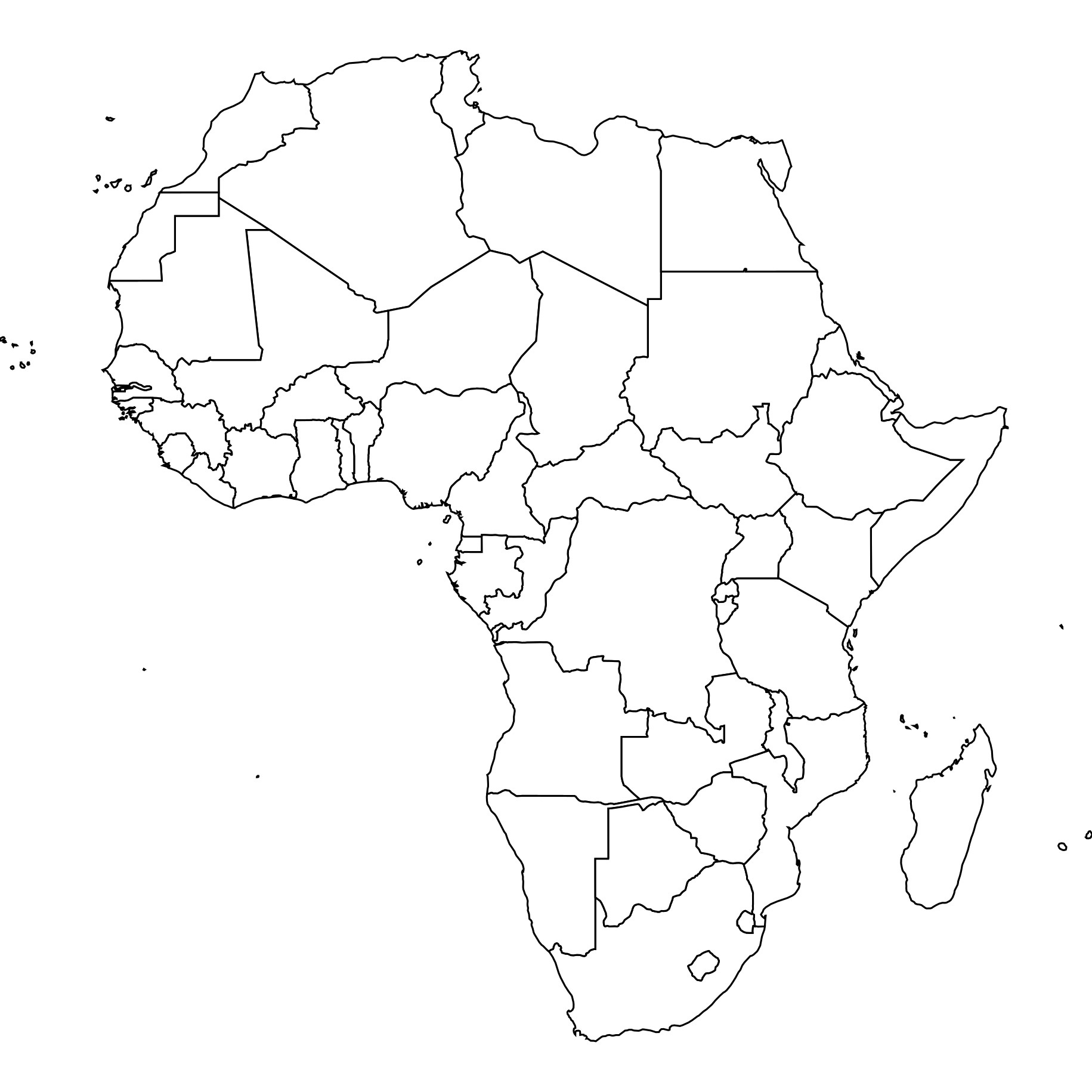 Africa Blank Maps | Mappr intended for Blank Political Map of Africa Printable