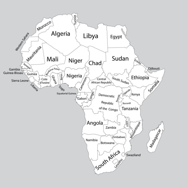 Africa Map Black and White Printable