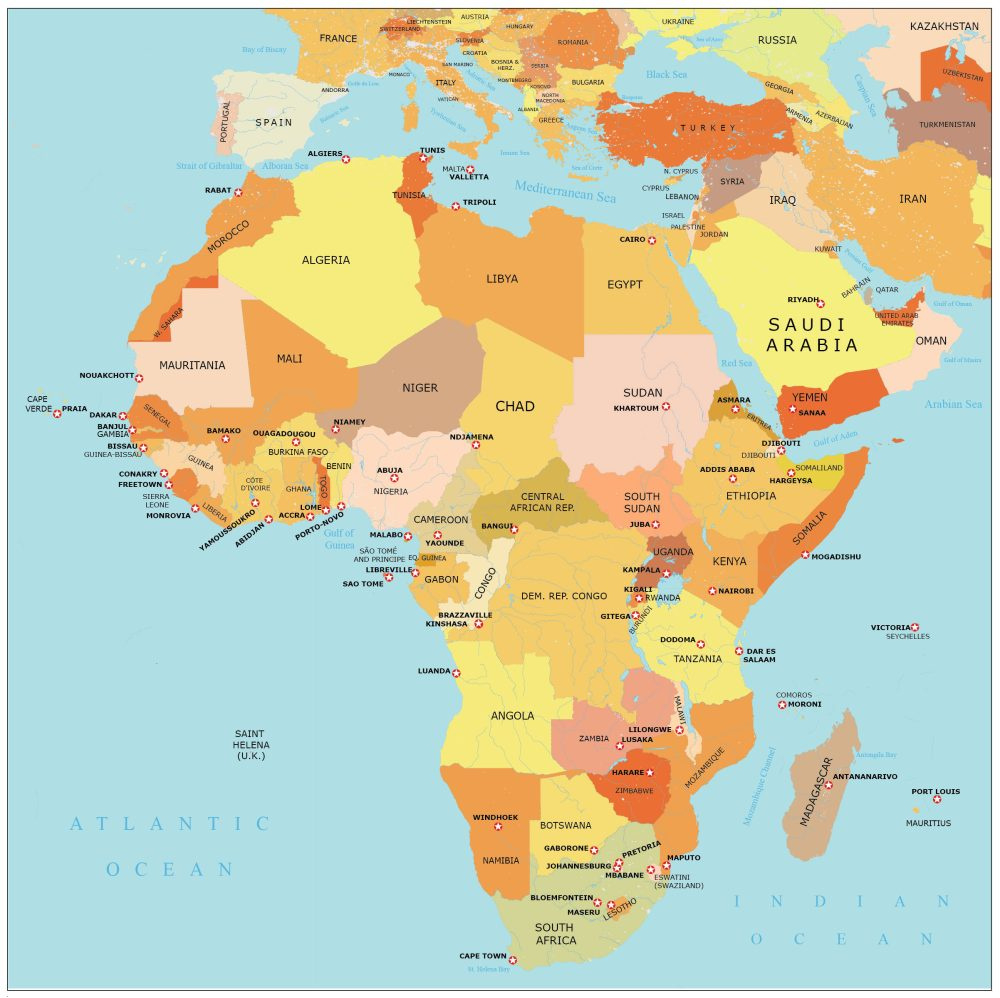 Africa Map With Countries And Capitals - Gis Geography for Free Printable Map Of Africa With Countries And Capitals