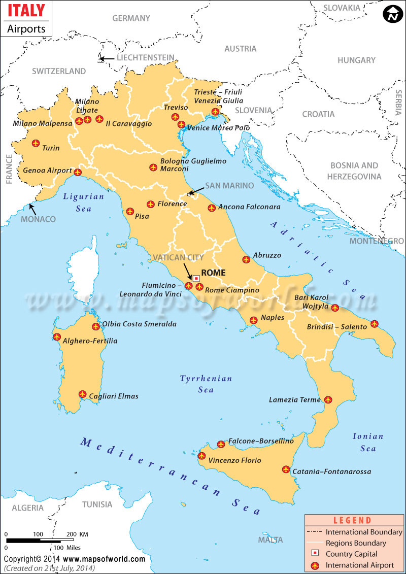 Airports In Italy, Italy Airports Map throughout Map of Italy and Airports