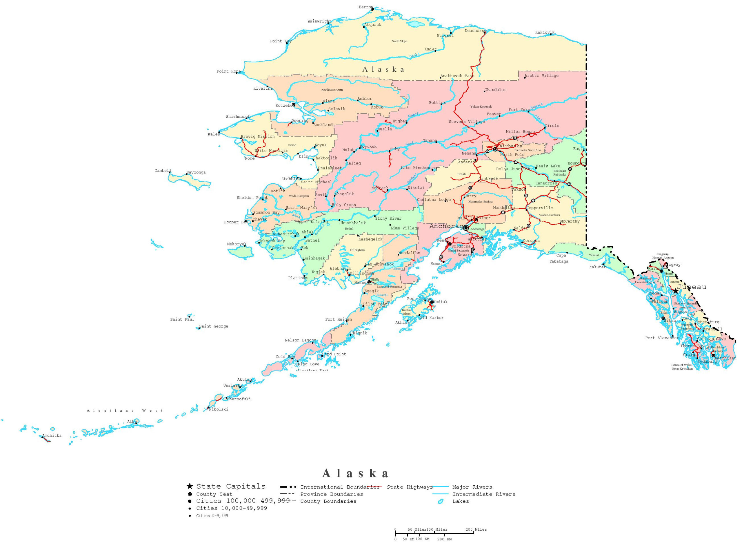 Alaska Printable Map for Printable Map Of Alaska Inside Passage