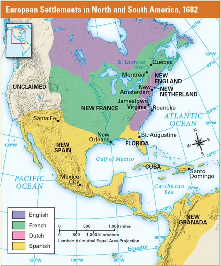 All Categories - Ms. Day&amp;#039;S United States History Class regarding European Settlements In North and South America 1682 Map