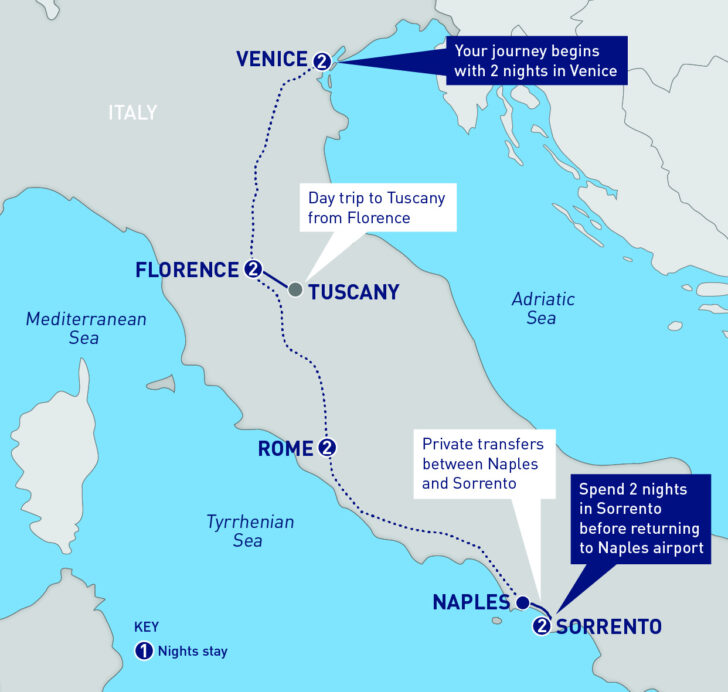 Map of Italy and Amalfi Coast