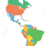 Amerika, Politische Karte Mit Einzelnen Staaten In Verschiedenen With Regard To Political Map Of North And South America