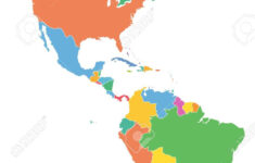 Amerika, Politische Karte Mit Einzelnen Staaten In Verschiedenen with regard to Political Map of North and South America