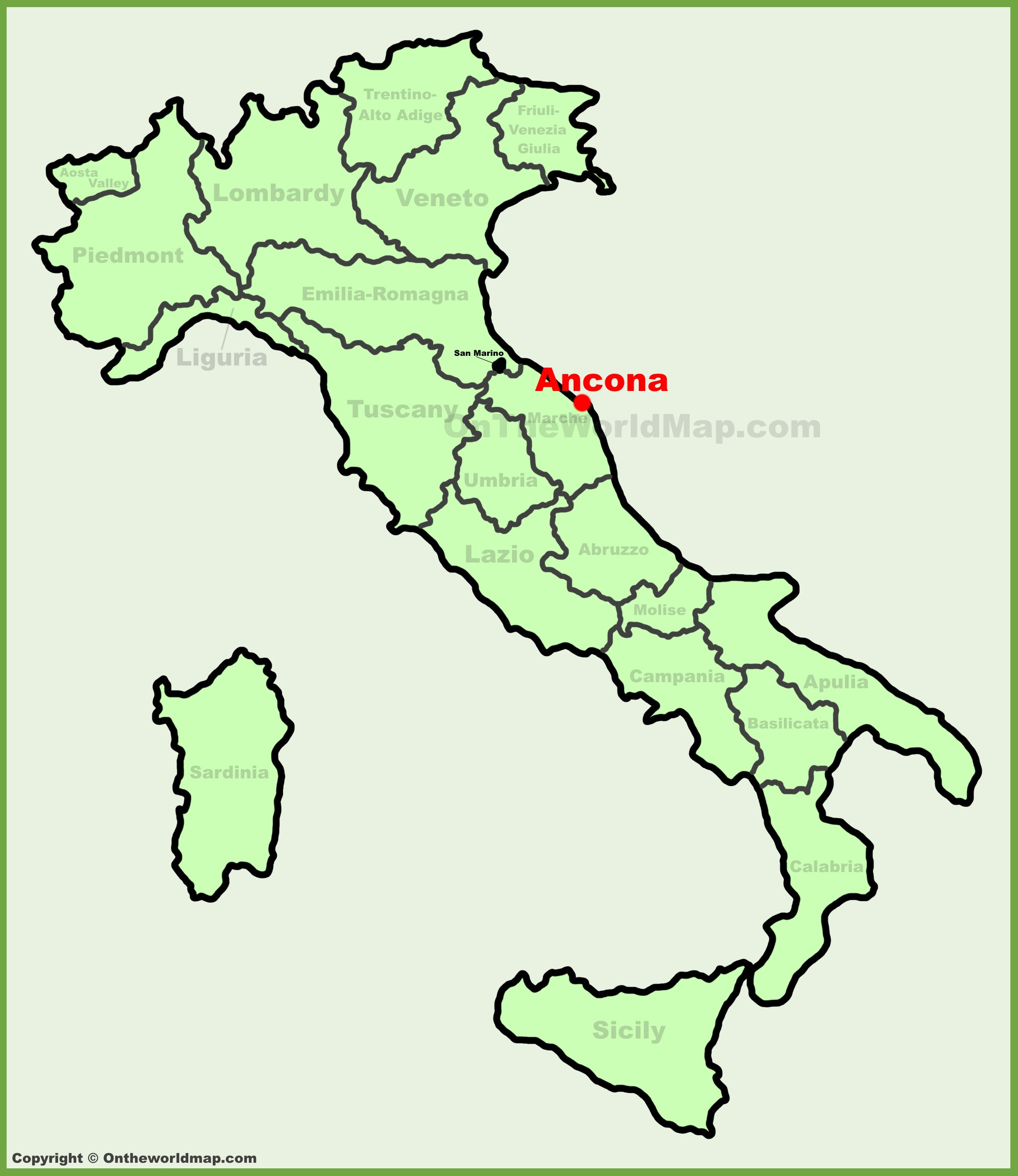 Ancona Location On The Italy Map - Ontheworldmap in Map Of Ancona Region Italy