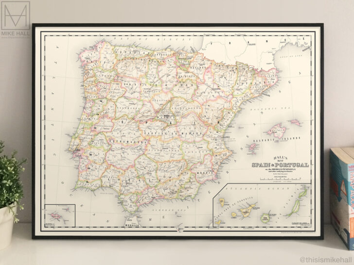 Map of Spain and Portugal and Canary Islands