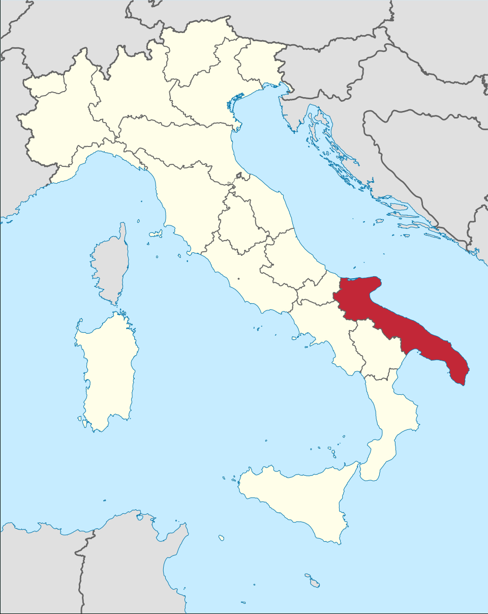 Apulia - Wikipedia with Map of South Italy Puglia