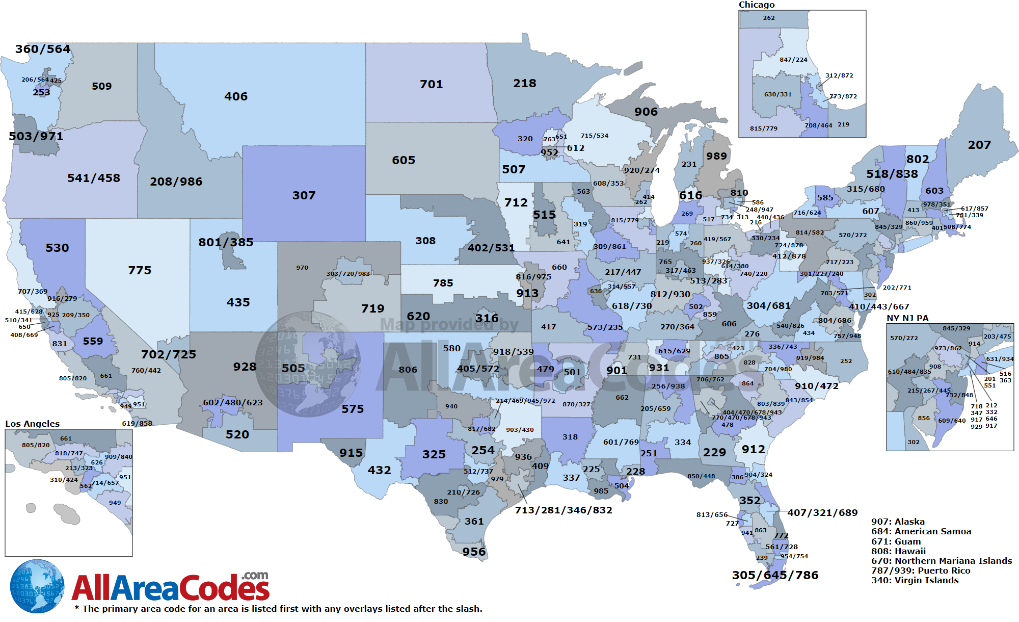Area Code Map - Interactive And Printable intended for Area Code Map United States Printable