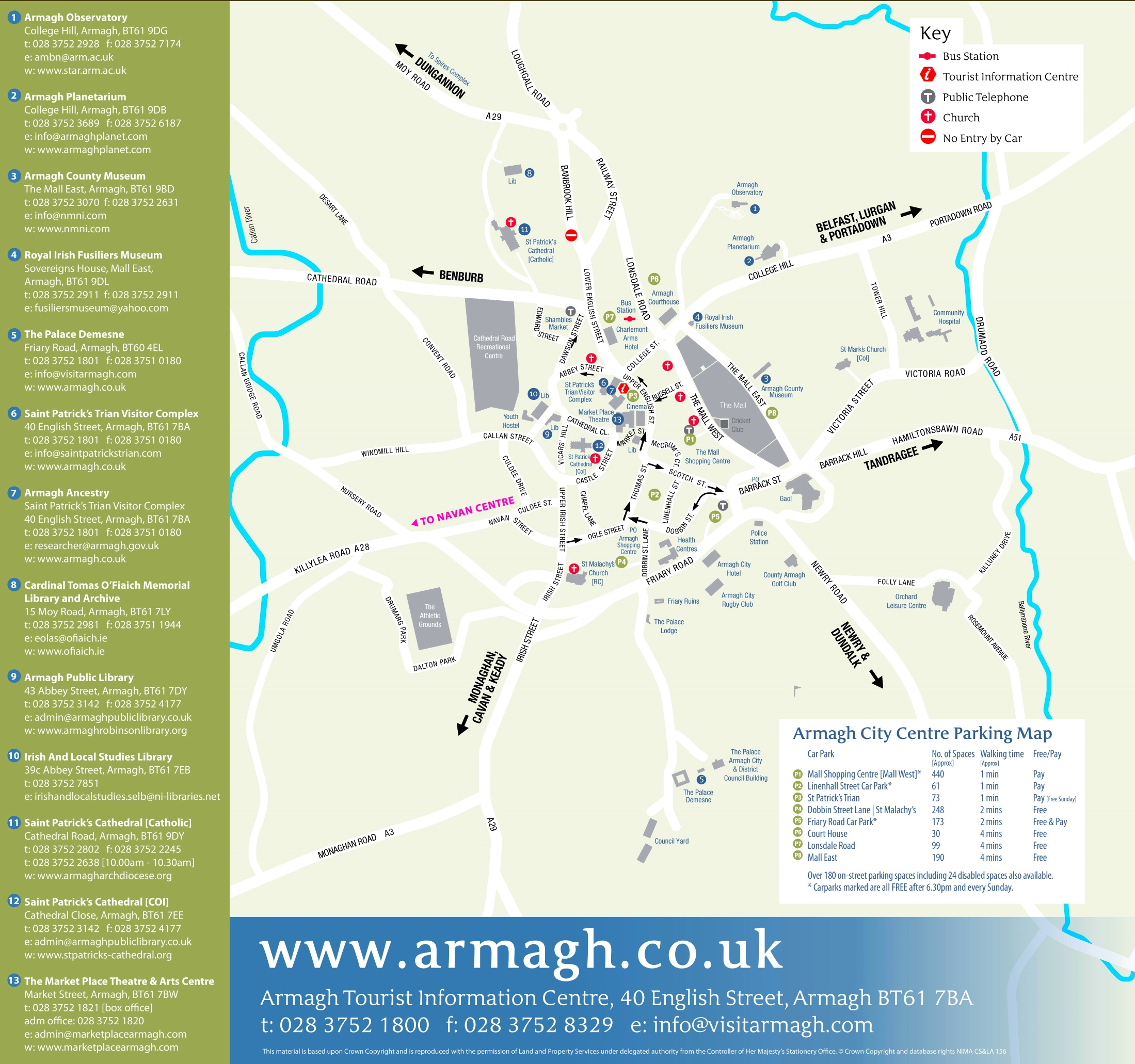 Armagh Tourist Attractions Map - Ontheworldmap with Map of Armagh City Northern Ireland