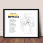Asheville Breweries Printable Map 16"X20", Asheville Beer Art With Asheville Brewery Map Printable