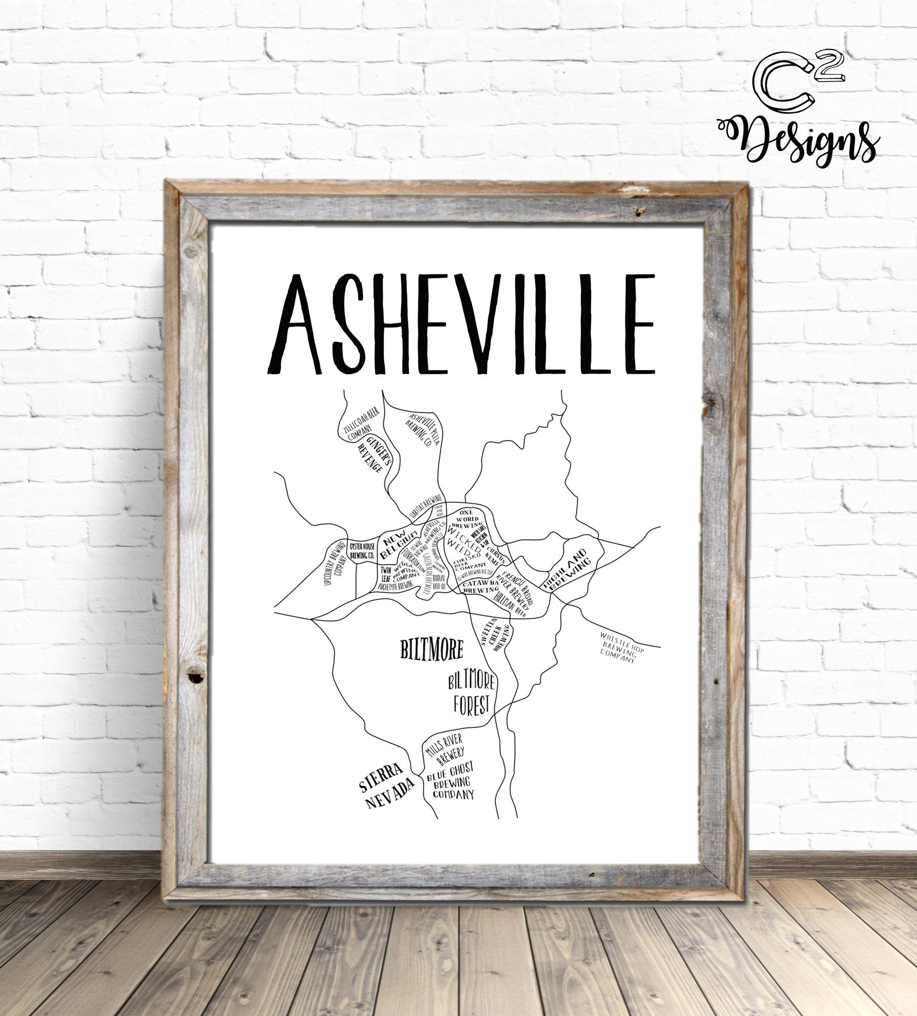 Asheville Brewery Map | Printable Sign inside Asheville Brewery Map Printable