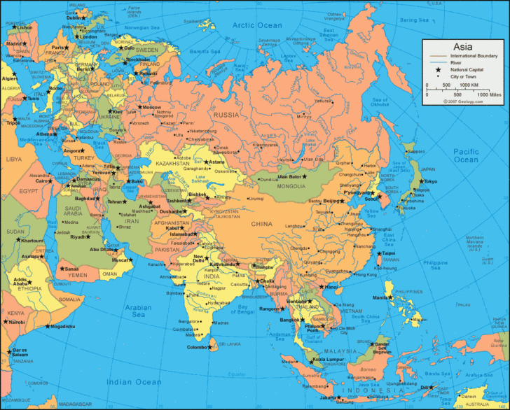 Map of Europe and Southeast Asia