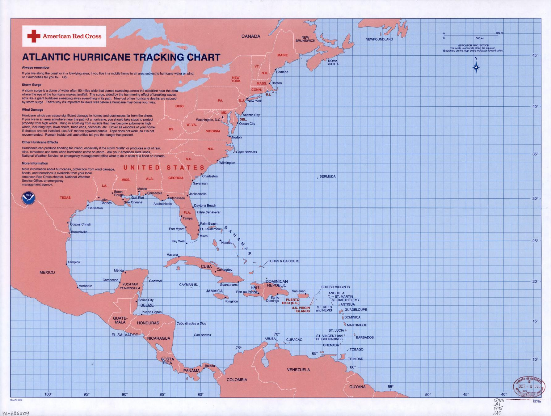 Atlantic Hurricane Tracking Chart | Library Of Congress inside Free Printable Hurricane Tracking Map Printable