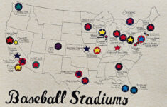 Baseball Stadiums Map U.s. – Etsy with regard to Free Printable Map Of Mlb Stadiums