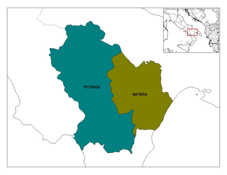 Map of Basilicata Region Italy