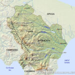 Basilicata Physical Map Regarding Map Of Basilicata Region Italy