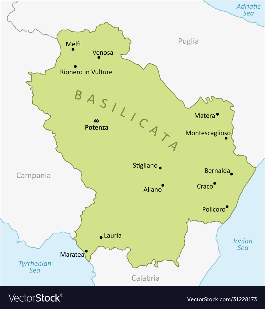 Basilicata Region Map Royalty Free Vector Image in Map Of Basilicata Region Italy