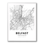 Belfast City Map Wall Art – Minimalist Belfast Street Map Print Inside City Map Of Belfast Northern Ireland