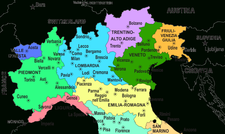 Map of Northern Italy Towns