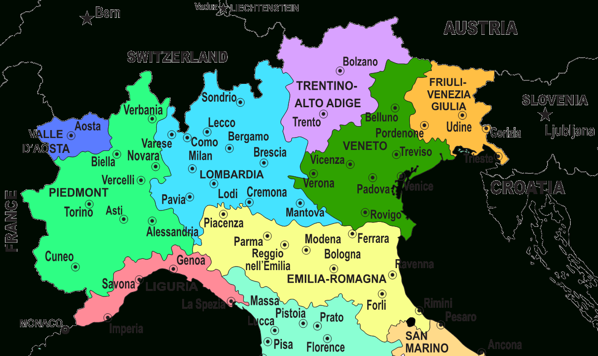 Bestmapof with regard to Map Of Northern Italy Towns