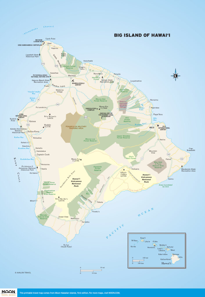Big Island Of Hawai'I | Moon Travel Guides Throughout Printable Map Of ...