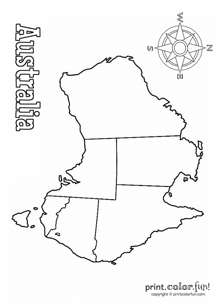 Blank Map Of Australia, At Printcolorfun pertaining to Australia Map Black And White Printable