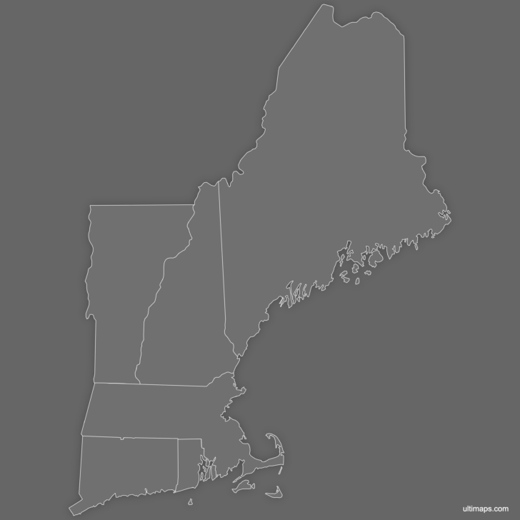 Free Printable Blank Map of New England States
