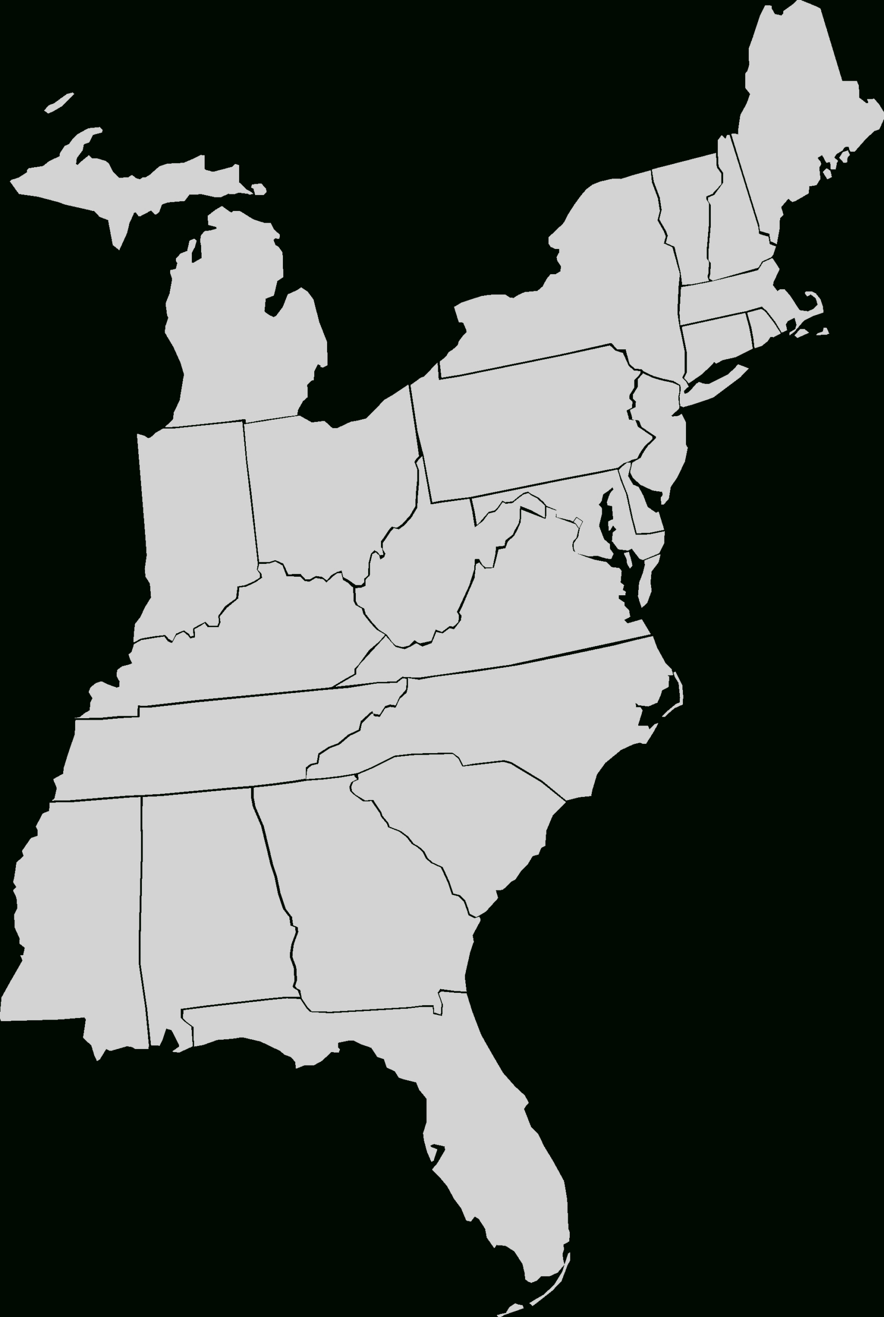 Blank Map Of United States, Reference, States, Outline with Blank Map Of Eastern United States Printable