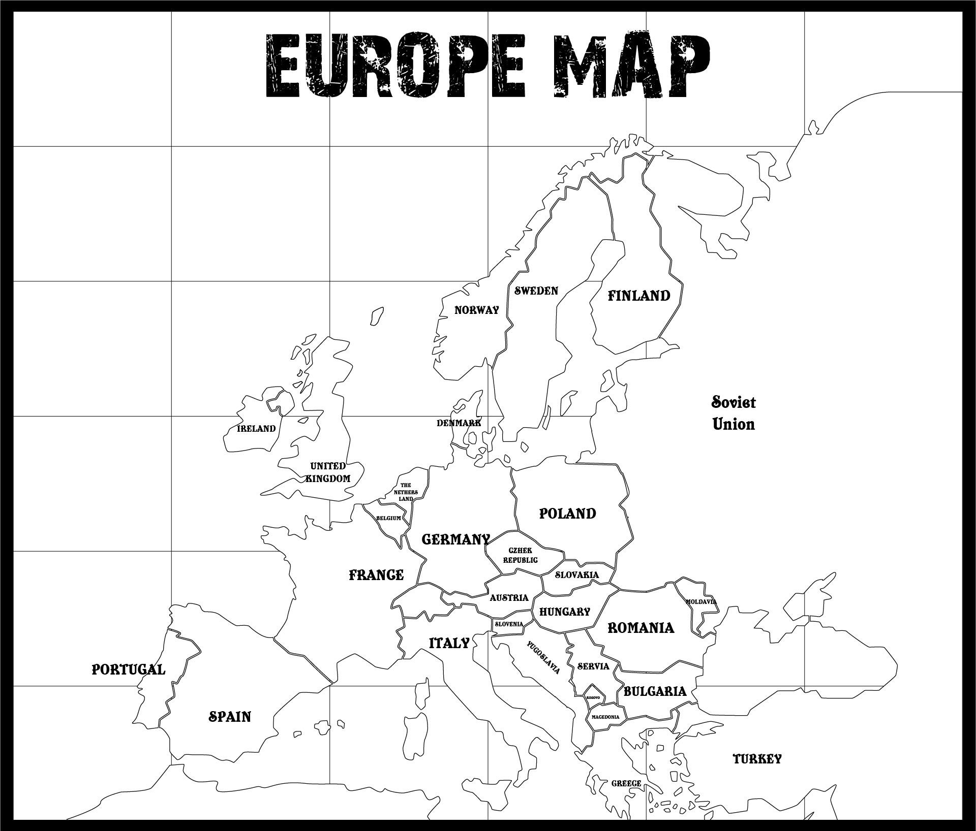 Blank Outline Map Europe Wwii | Europe Map, Map Outline, Map with World War 2 Map Worksheets Printables