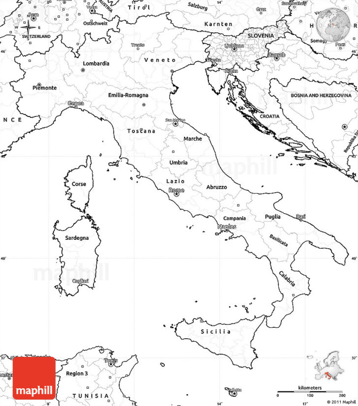 Free Printable Outline Map of Italy