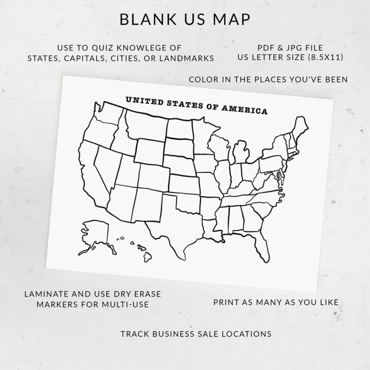 Printable Quiz Blank Map United States