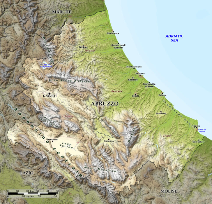 Map of Abruzzo Region Italy