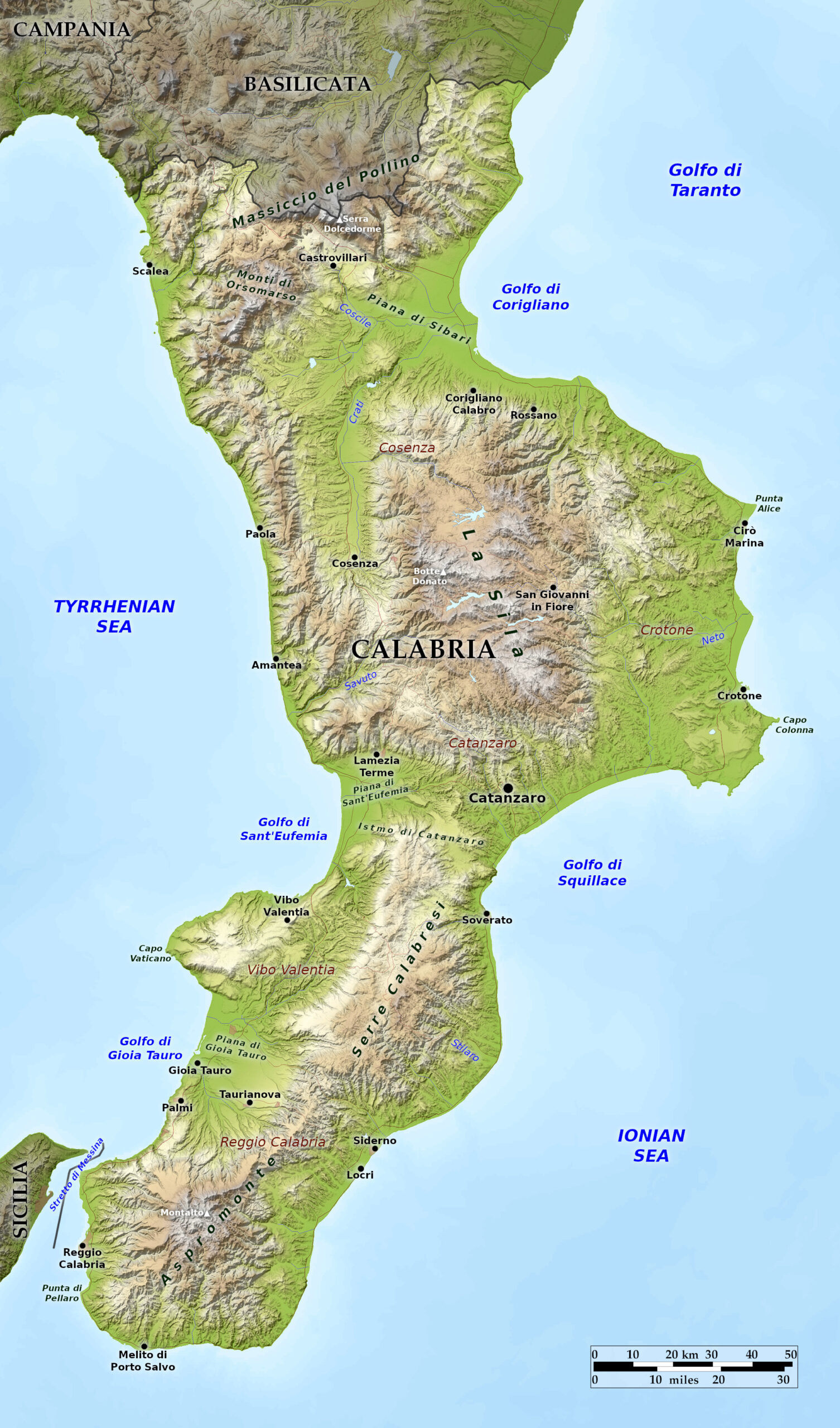 Blue Green Atlas - The Geography Of Calabria, Italy inside Calabria Region of Italy Map