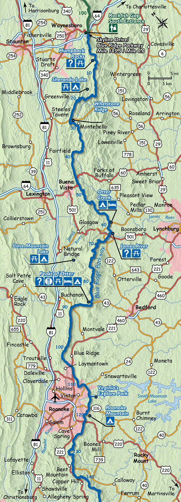 Blue Ridge Parkway Map - Blue Ridge Mountains regarding Printable Map Of Blue Ridge Parkway