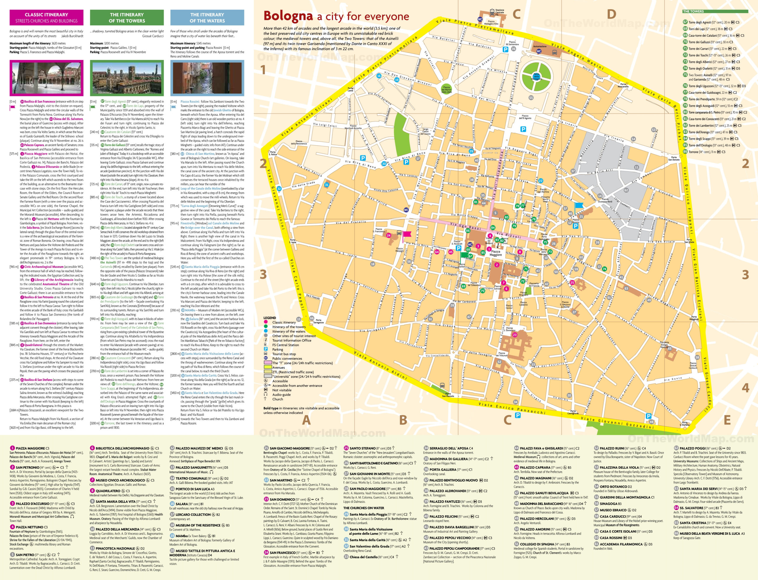 Bologna City Centre Map - Ontheworldmap inside City Map Of Bologna Italy