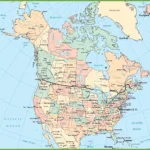 Bordering North America: A Map Of Usa And Canada'S Governmental Throughout Free Printable Map Of USA And Canada