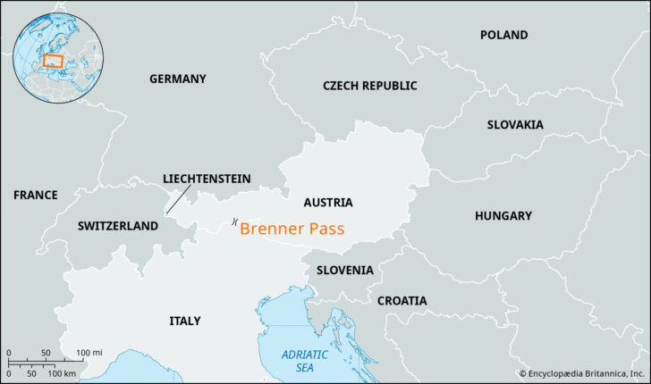 Map of Austria and Italy