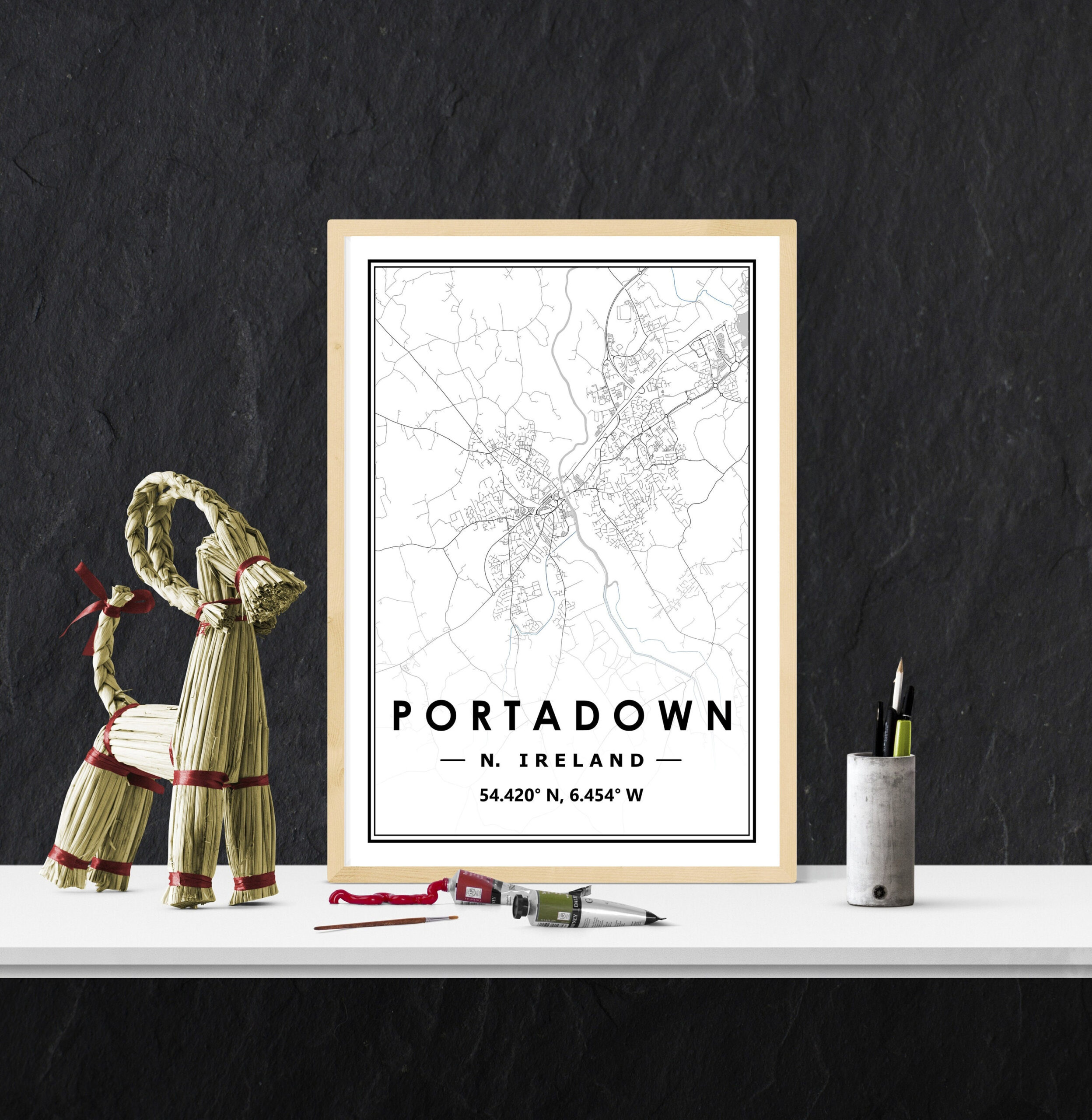 Buy Portadown Northern Ireland Map Minimal Scandinavian Nordic in Map Of Portadown Northern Ireland