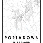 Buy Portadown Northern Ireland Map Minimal Scandinavian Nordic Pertaining To Map Of Portadown Northern Ireland