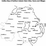 Cain: Maps: Outline Map Of Northern Ireland; Main Cities, Towns With Tourist Map Of Northern Ireland With Towns