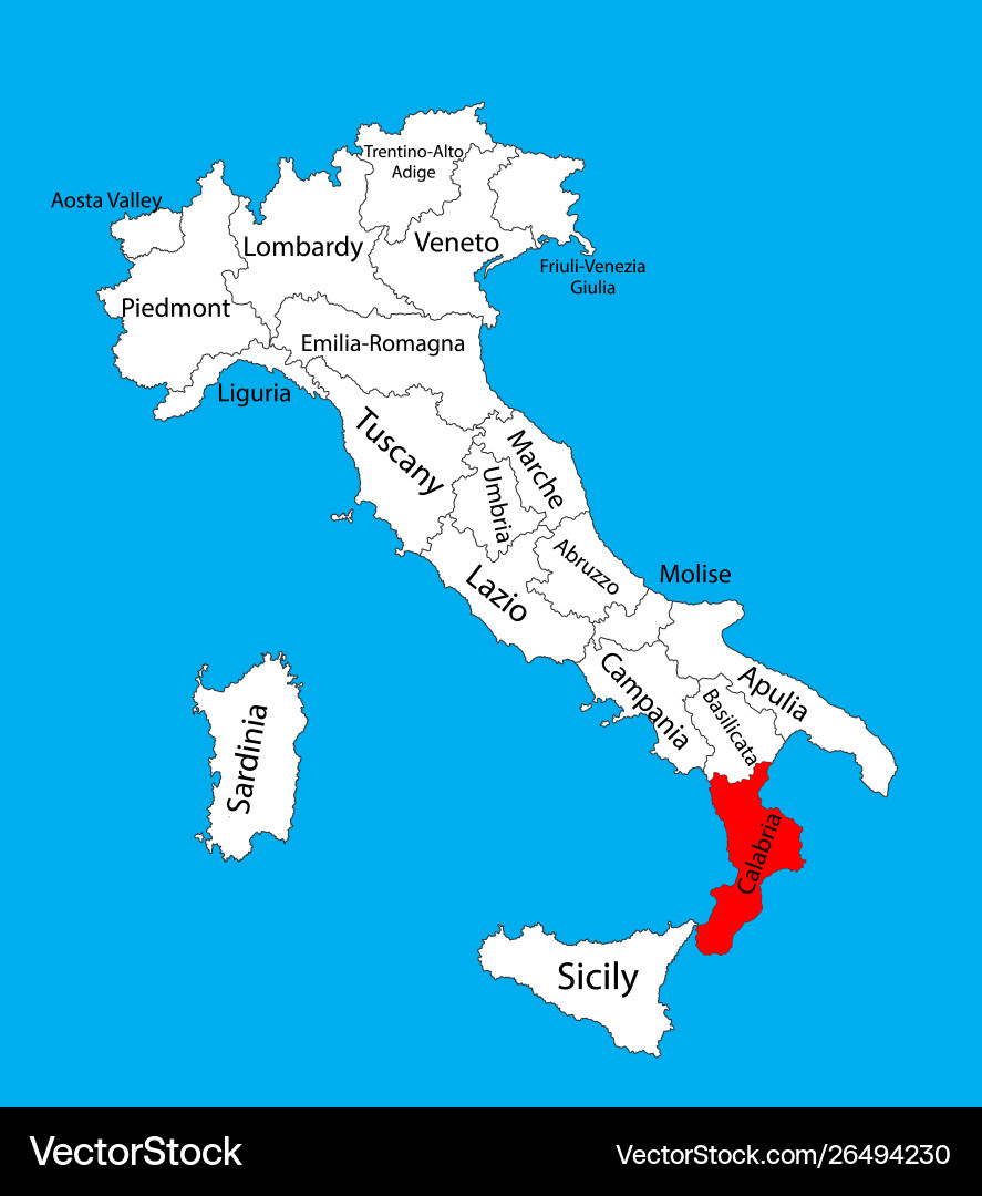 Calabria Italy Province Map Silhouette Royalty Free Vector with Calabria Region Of Italy Map