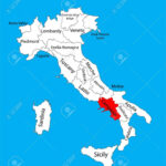 Campania, Italy, Vector Map Illustration Isolated On Background For Campania Region Of Italy Map Campania, Italy, Vector Map Illustration Isolated On Background For Campania Region Of Italy Map
