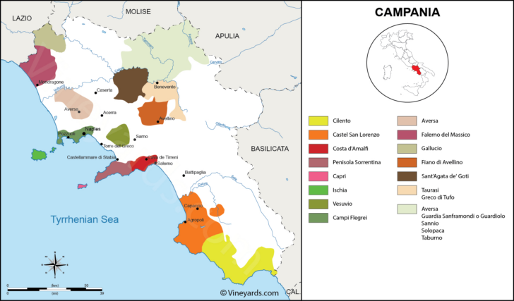 Map of Campania Region of Italy