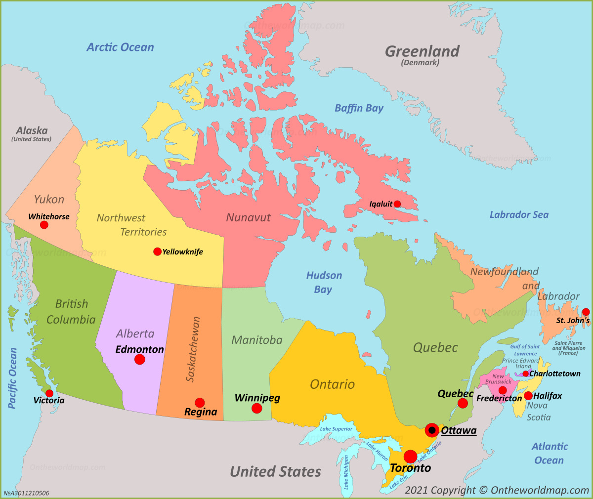 Canada Provinces And Capitals Map - Ontheworldmap with Free Printable Map Of Canada With Provinces And Capitals