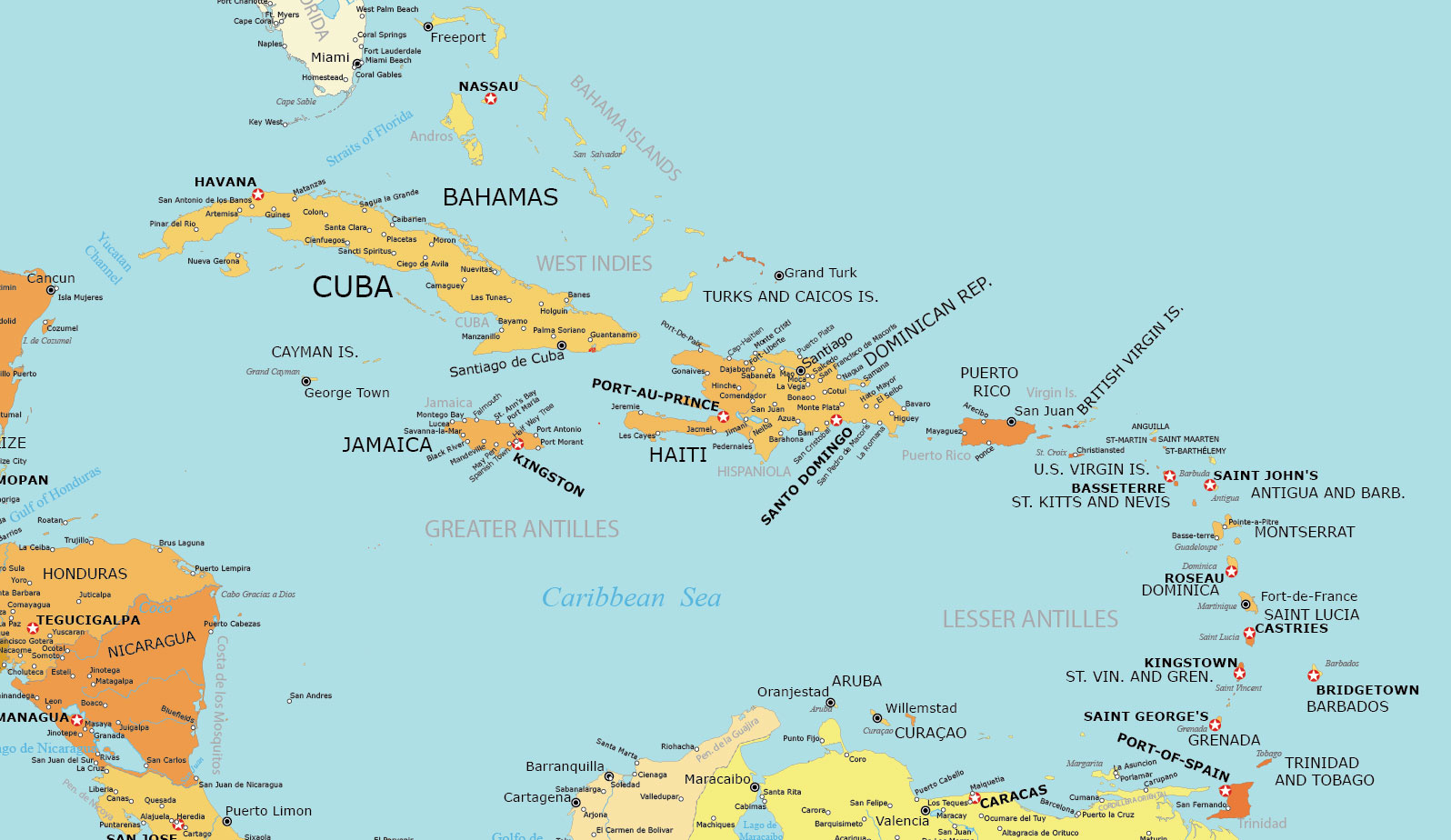 Caribbean Map Collection (Printable) - Gis Geography within Printable Map of Caribbean Islands with Names