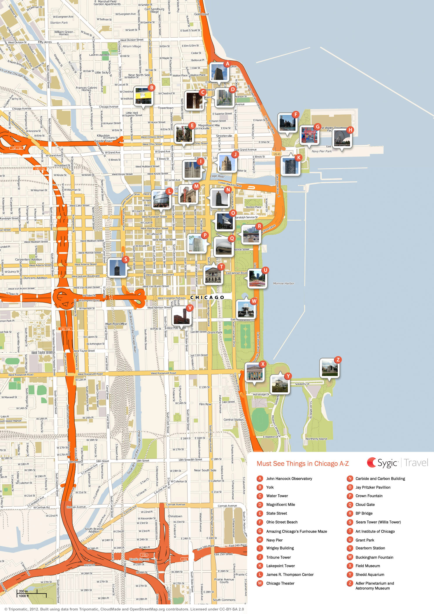 Chicago Printable Tourist Map | Tripomatic throughout Printable Map of Downtown Chicago