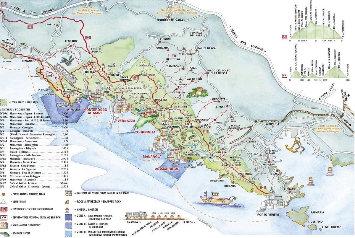 Cinque Terre Maps with Map of Cinque Terre Italy