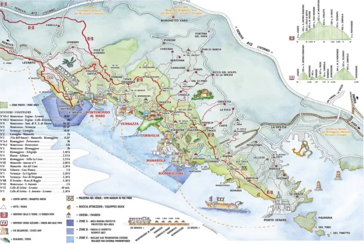 Map of Italy and Cinque Terre